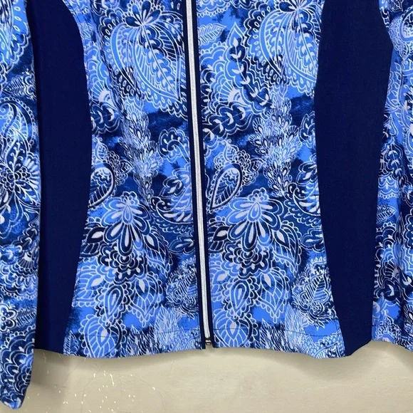 CHICO’S ZENERGY Jacket NEEMA Blue Paisley Zipper Front Lightweight NWT Size 8 - Picture 4 of 12